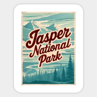 Retro Poster of Jasper National Park Sticker
